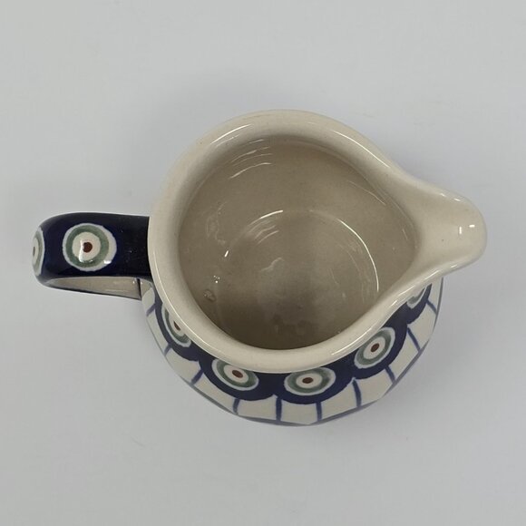 Polish Boleslawiec Mini Creamer Pitcher Hand Made Peacock Eye Pattern Stoneware - Picture 9 of 12